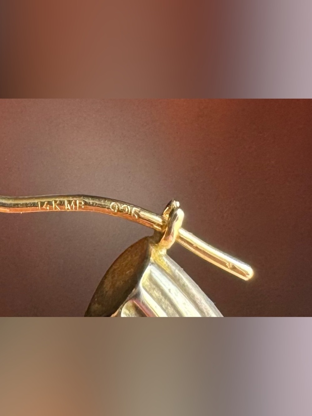 Vintage Mazza Bartholomew Silver 14K Gold Hoop Earrings - Picture 3 of 3